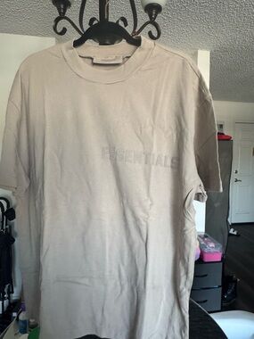 ESSENTIALS Men's Beige Logo Short Sleeve Tee